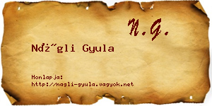 Nágli Gyula névjegykártya